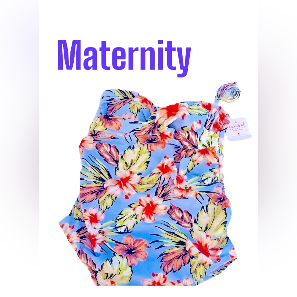 Isabel Maternity swimsuit size S blue bright floral tropical